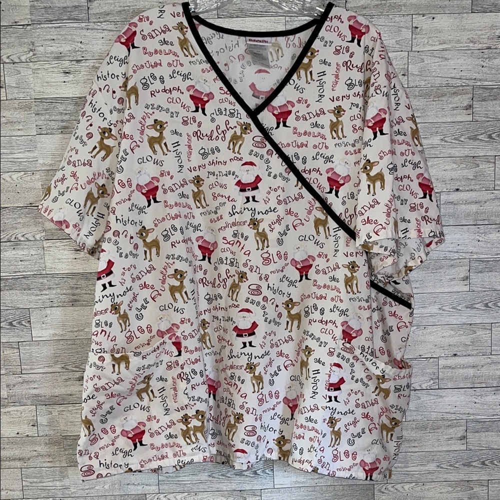 Rudolph, the rednosed reindeer scrub top size 3X